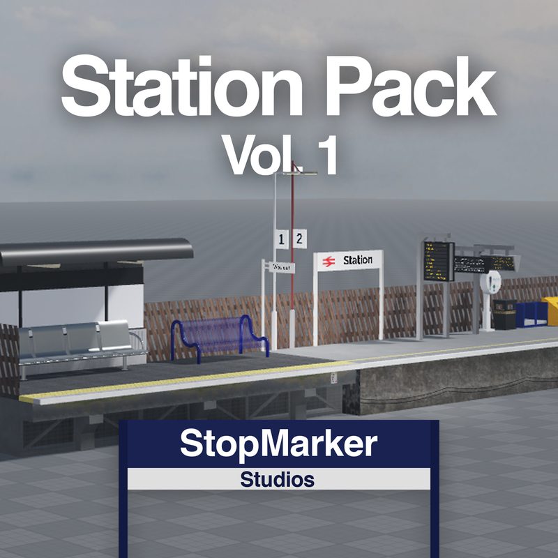 A station platform with a canopy, benches, platform signs, a lamp post, information screens and a fence.